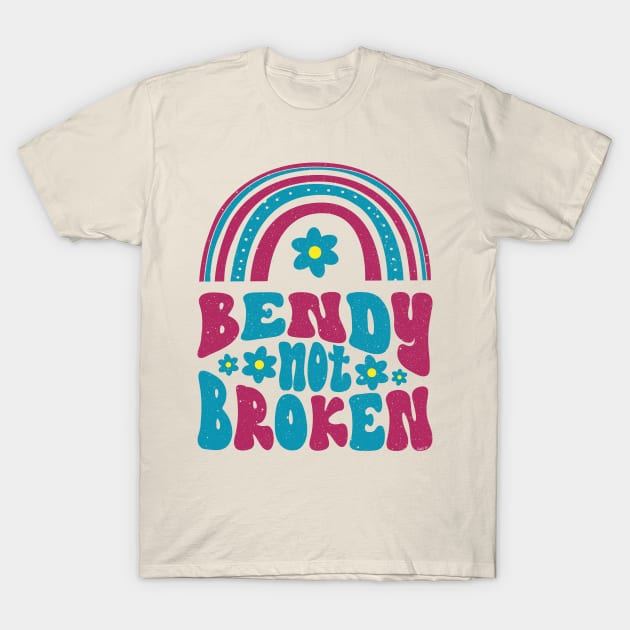 Bendy Not Broken Ehlers Danlos Rainbow Flower T-Shirt by Jesabee Designs